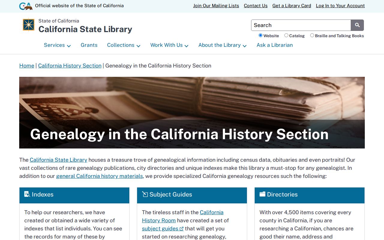 Watsonville city directory view of California State Library genealogy resources