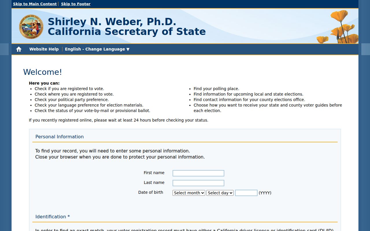 Watsonville residents directory view of California My Voter Status