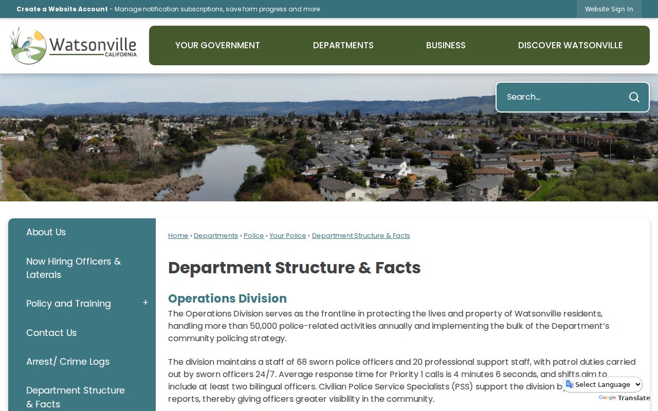 Watsonville previous residents view of Watsonville Police Records Bureau information