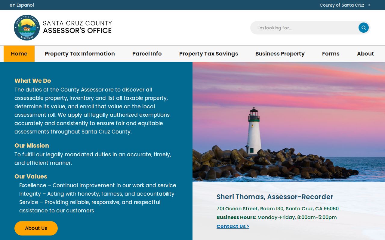 Watsonville street directory view of Santa Cruz County assessor services